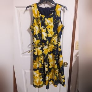 Navy and yellow floral dress